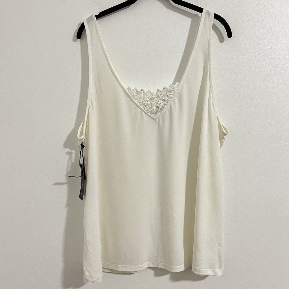 Black Tape Tank Top Shirt Plus 2X White Minimalist Cottage Feminine Blouse‎ Y2k